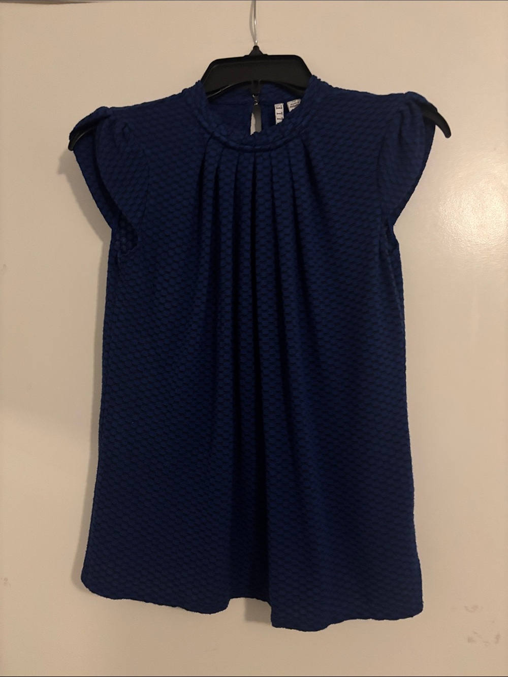 Elle Deep Cobalt Lace-Texture Sleeveless Top